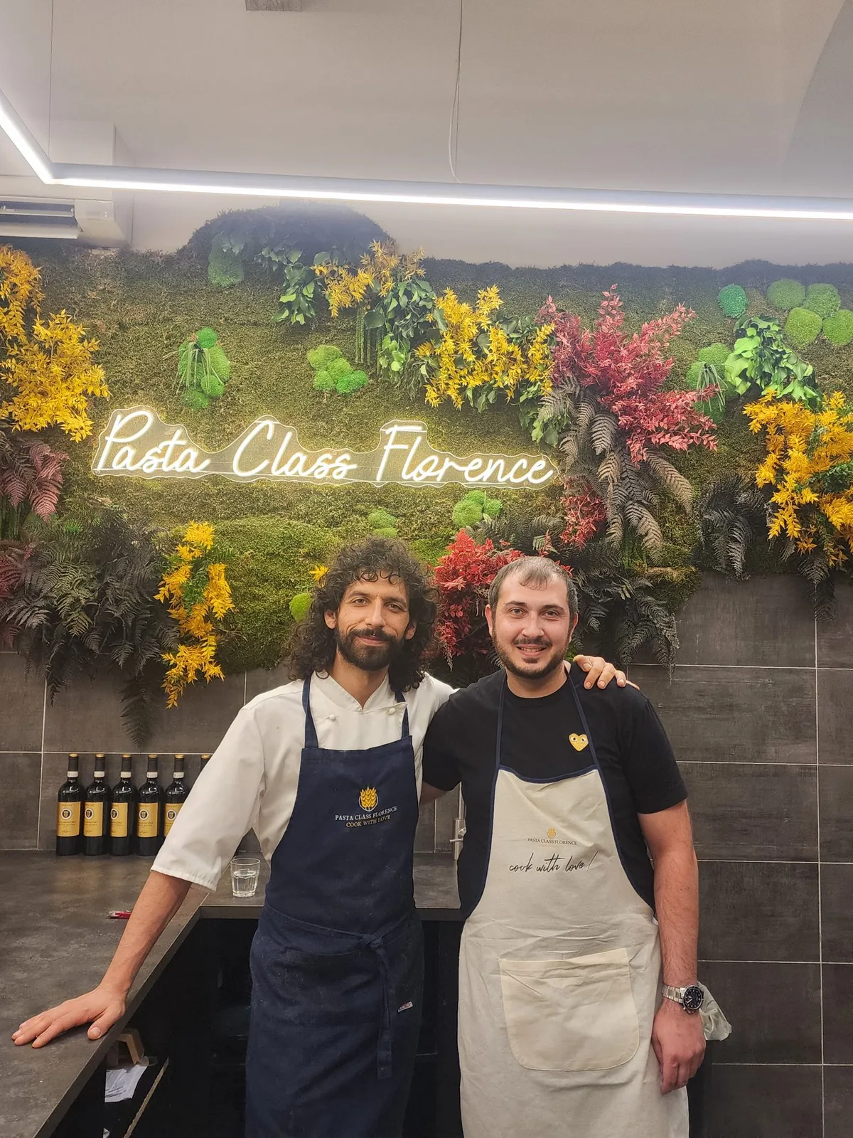 Carlo Nazha with Chef Andrea at Pasta Class Florence in Florence, Italy
