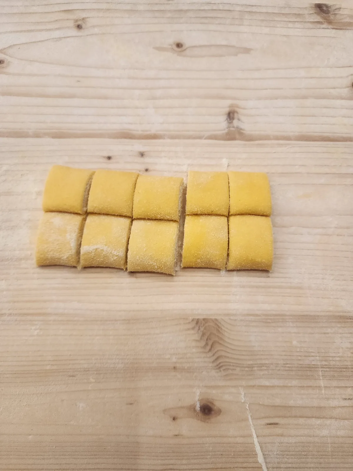 Fresh tagliatelle cut and arranged by hand